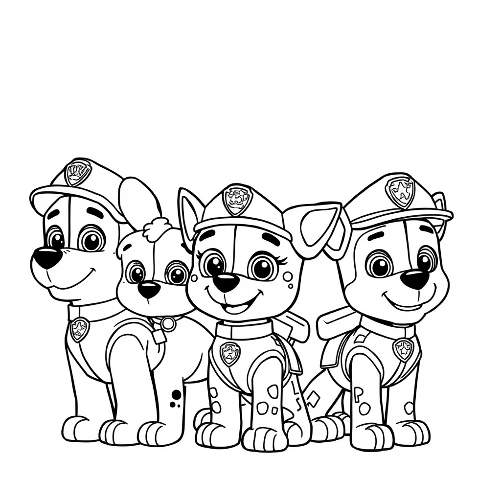 Páginas para Colorear de Cachorros Alegres de Patrulla Canina