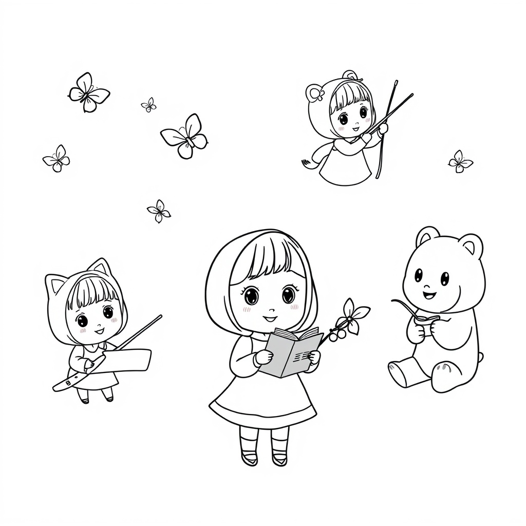 Kolorowanka Masha i niedzwiedz