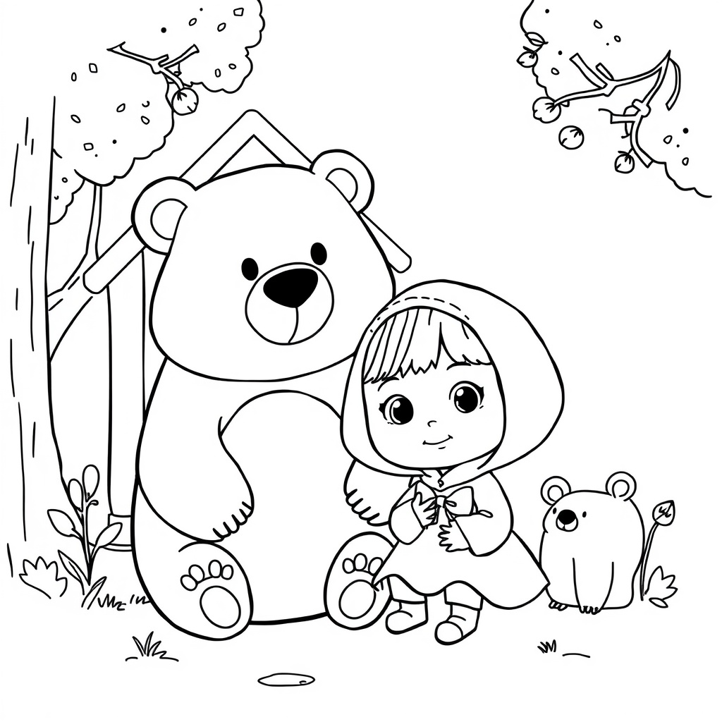 Kolorowanka Masza i Niedźwiedź