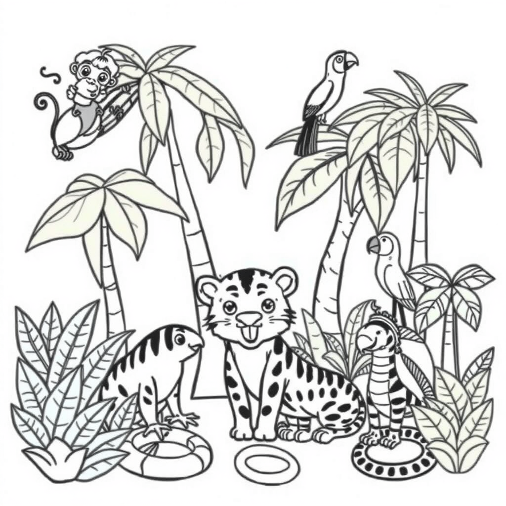 Kolorowanka z dżunglą