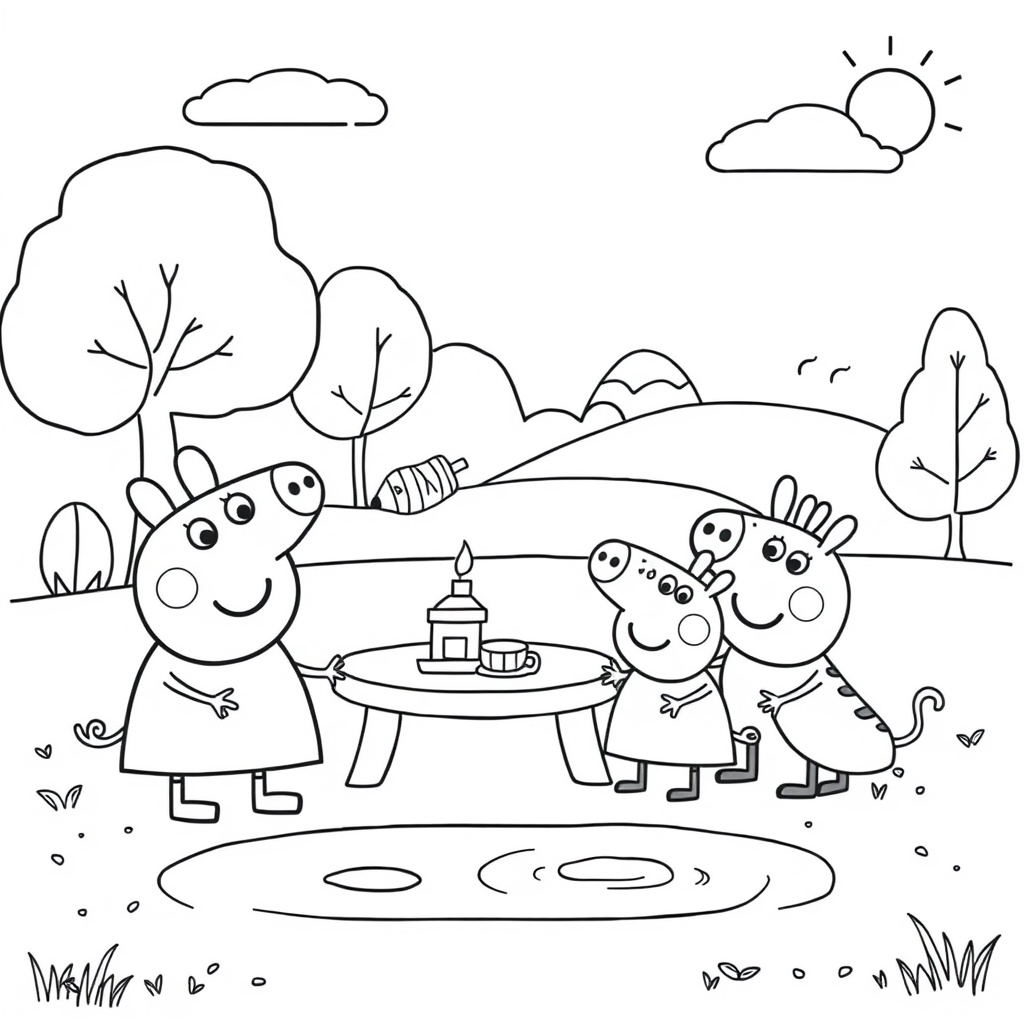 Kolorowanka Peppa Pig - Przygodowe Dni z Rodziną Świnek