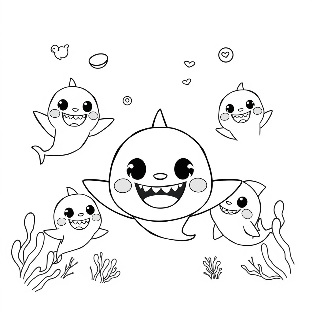 Kolorowanka Baby Shark: Podwodna przygoda