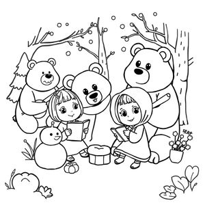 Kolorowanka z Maszą i Niedźwiedziem