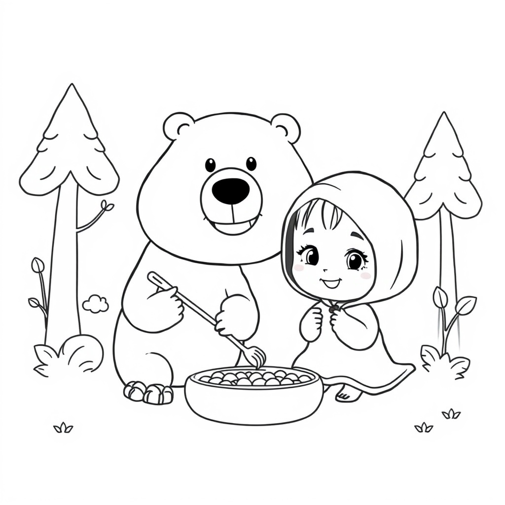 Kolorowanka z Masza i Niedźwiedź