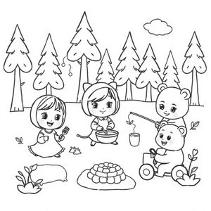 Kolorowanka Masha i Niedźwiedź